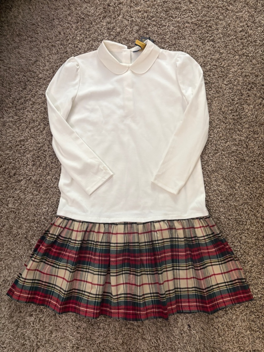 Ralph Lauren White Top with Red & Green Plaid Skirt Girls Dress